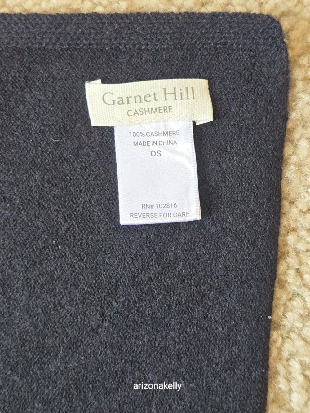 NWOT Garnet Hill Cashmere Scarf Black Knit - Picture 8 of 11